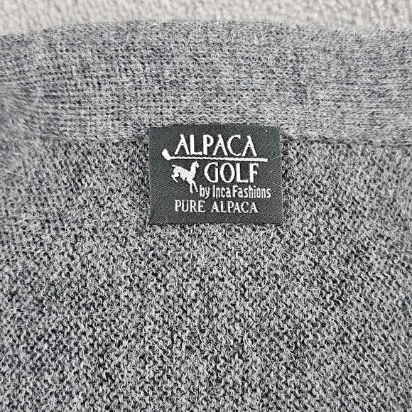 Alpaca Golf Inca Fashions Pure Alpaca Mens Sweater Cardigan Knit Golf Gray XXL - Picture 4 of 13